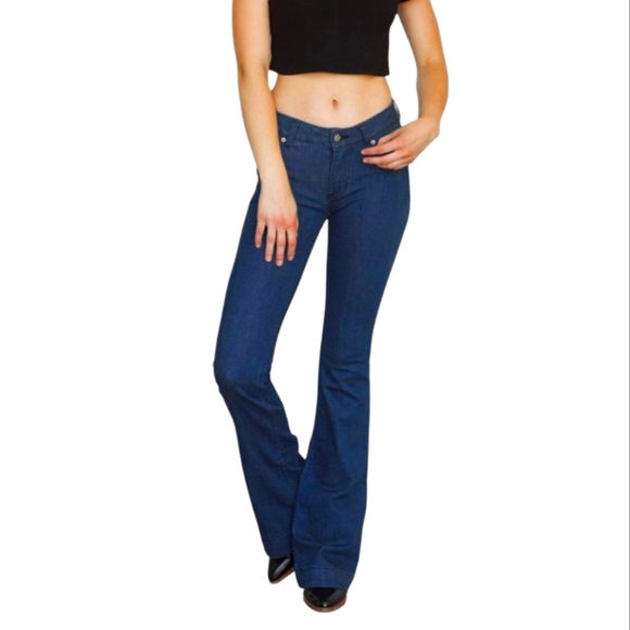 KIMES RANCH Women's Lola Dark Indigo Trouser Cut Flare Jeans jeans sz 6x36L EUC - Picture 6 of 16